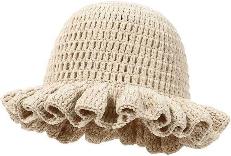 Ahouws Crochet Bucket Hat Women Trendy Knit Floppy Cap Cute Boho Handmade Beanies Outdoor Boho Travel Fishing Hat - Image 1